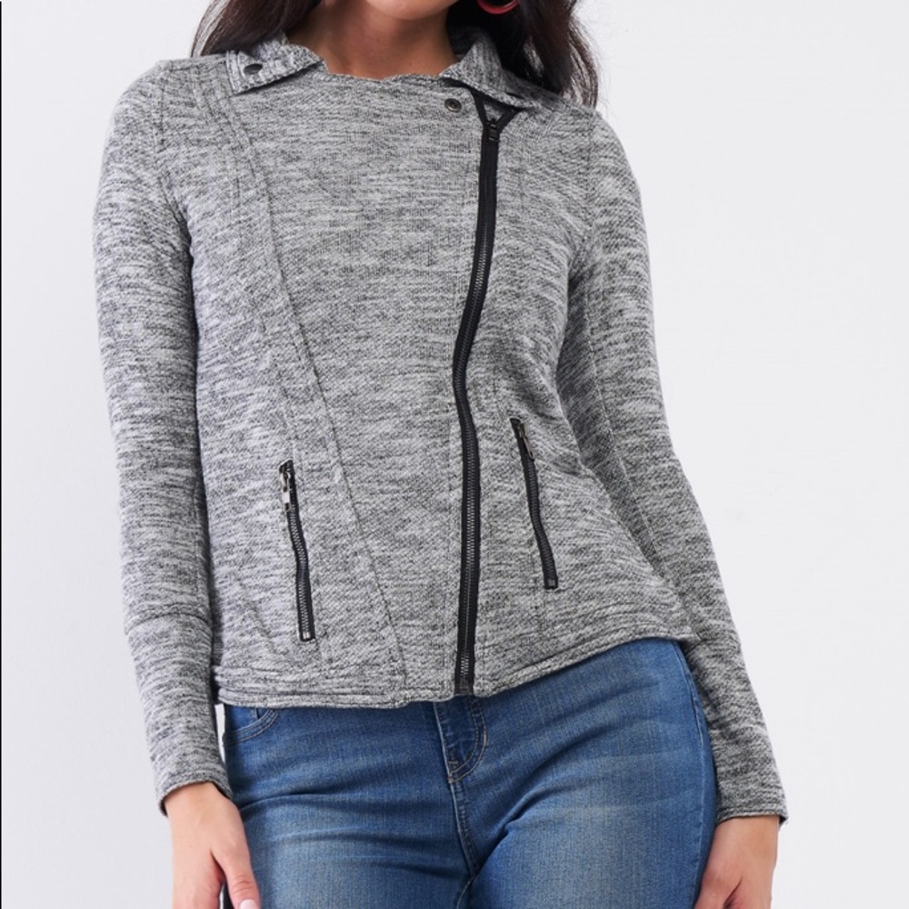 Heather grey long sleeve Moto Jacket
